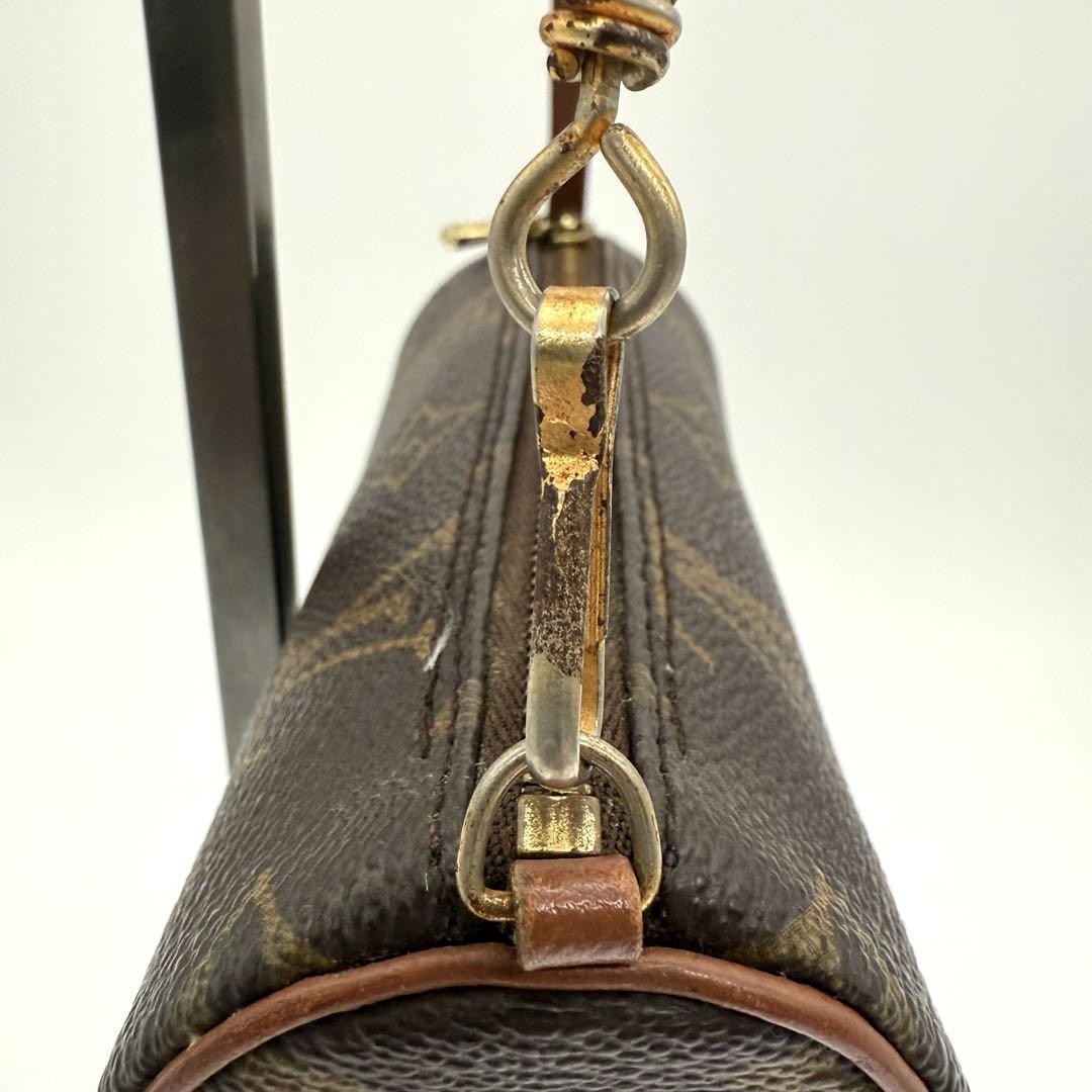 Louis Vuitton Accessory Pouch Hand Pouch Monogram Canvas Leather Brown Authentic