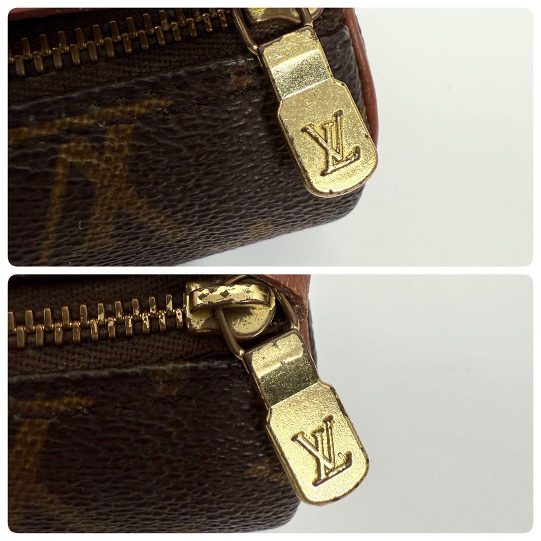 Louis Vuitton Accessory Pouch Hand Pouch Monogram Canvas Leather Brown Authentic