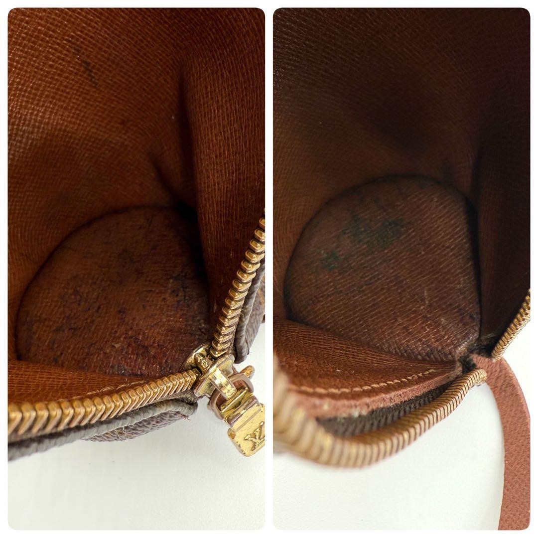 Louis Vuitton Accessory Pouch Hand Pouch Monogram Canvas Leather Brown Authentic