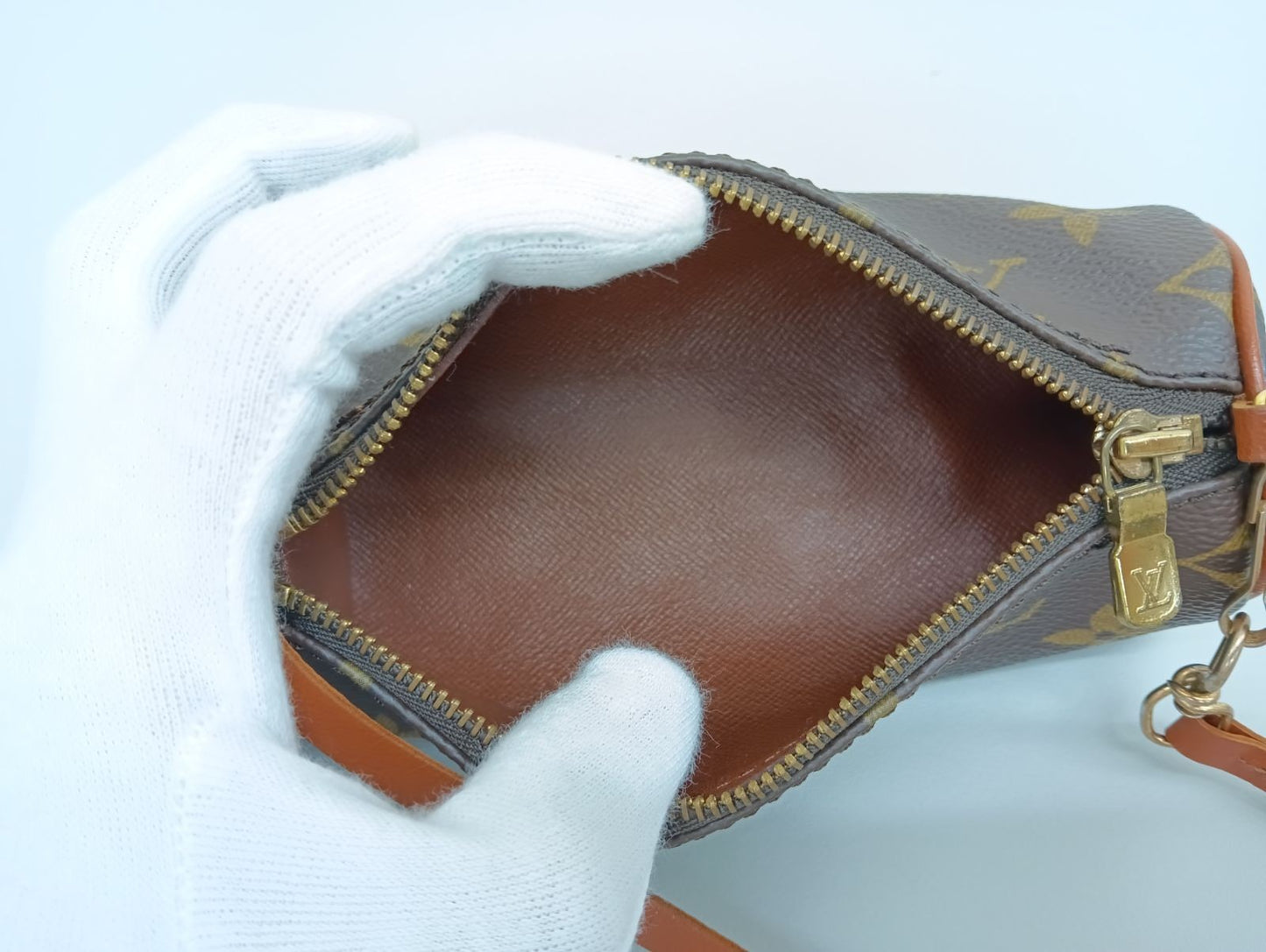 Louis Vuitton Accessory Pouch Hand Pouch Monogram M51385 PVC Leather Brown Auth