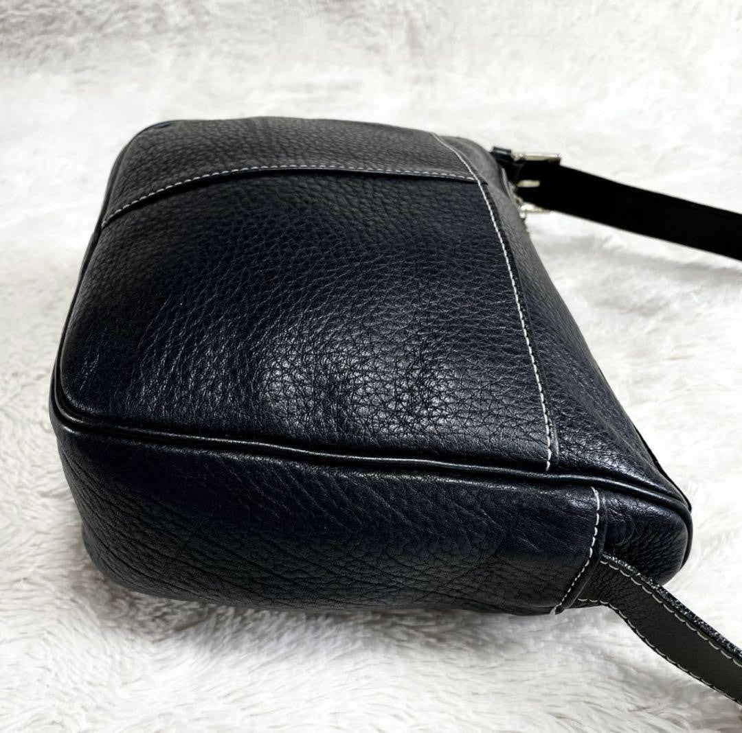 BURBERRY Shoulder Bag Purse Nova Check Leather Black Authentic
