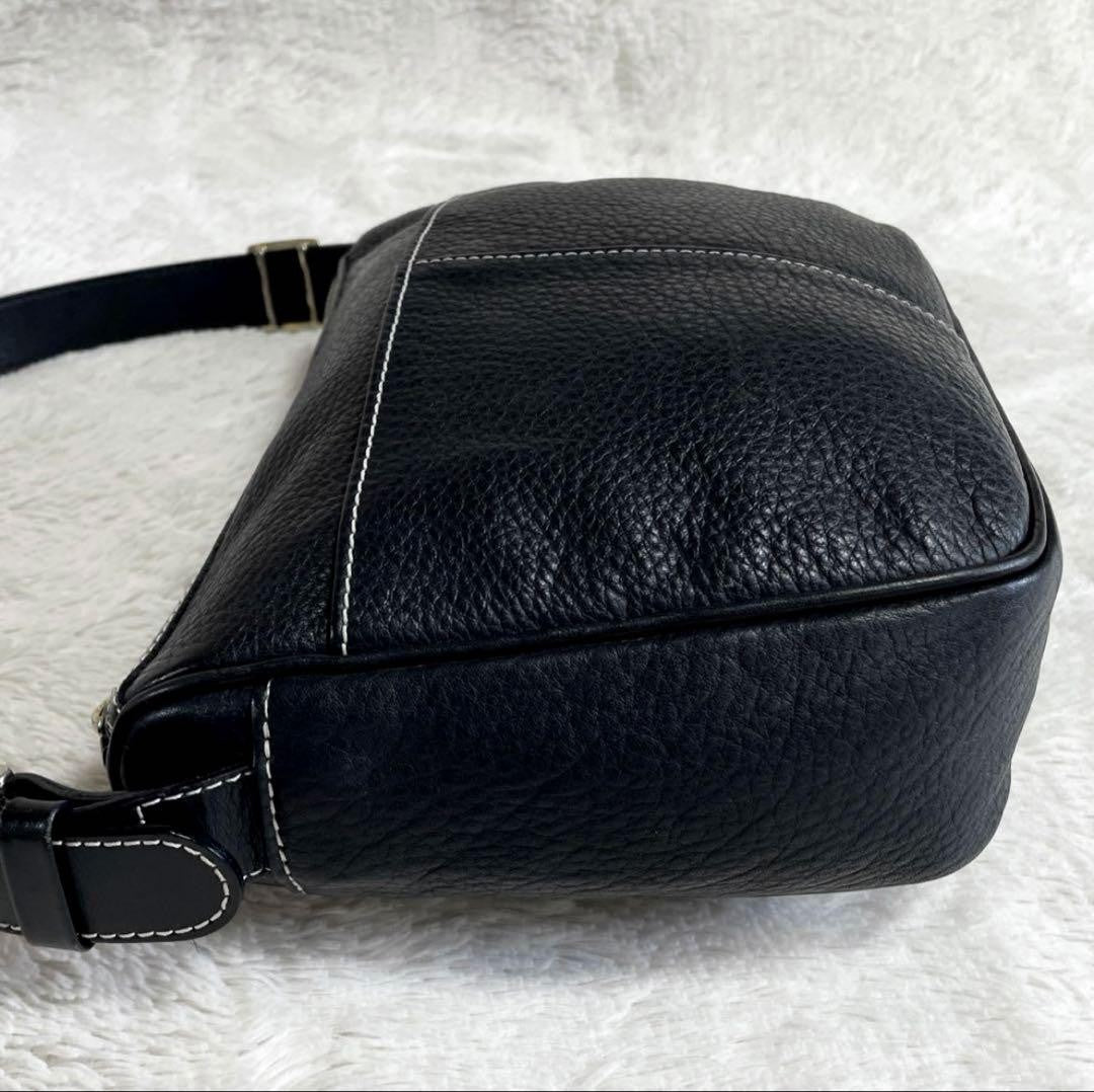 BURBERRY Shoulder Bag Purse Nova Check Leather Black Authentic