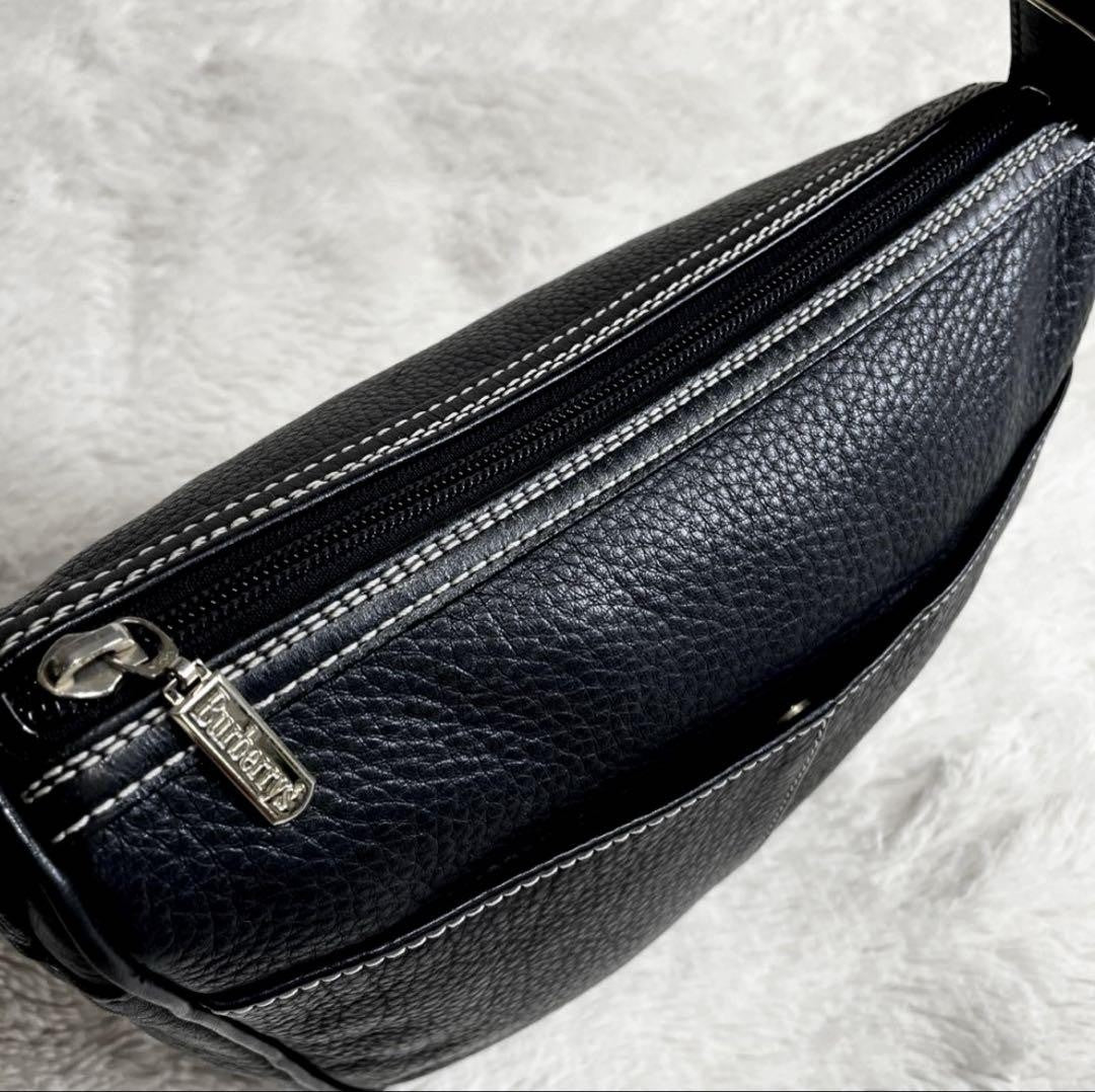 BURBERRY Shoulder Bag Purse Nova Check Leather Black Authentic