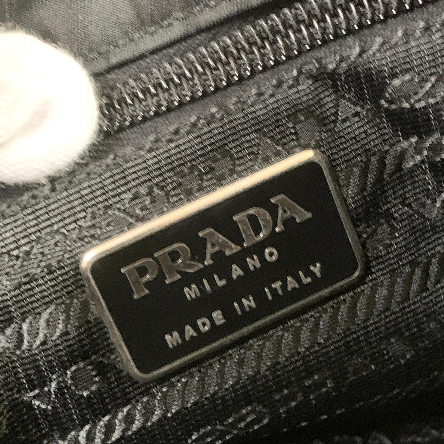 PRADA Bag Logo Shoulder Purse Nylon Leather Black Silver Used Authentic
