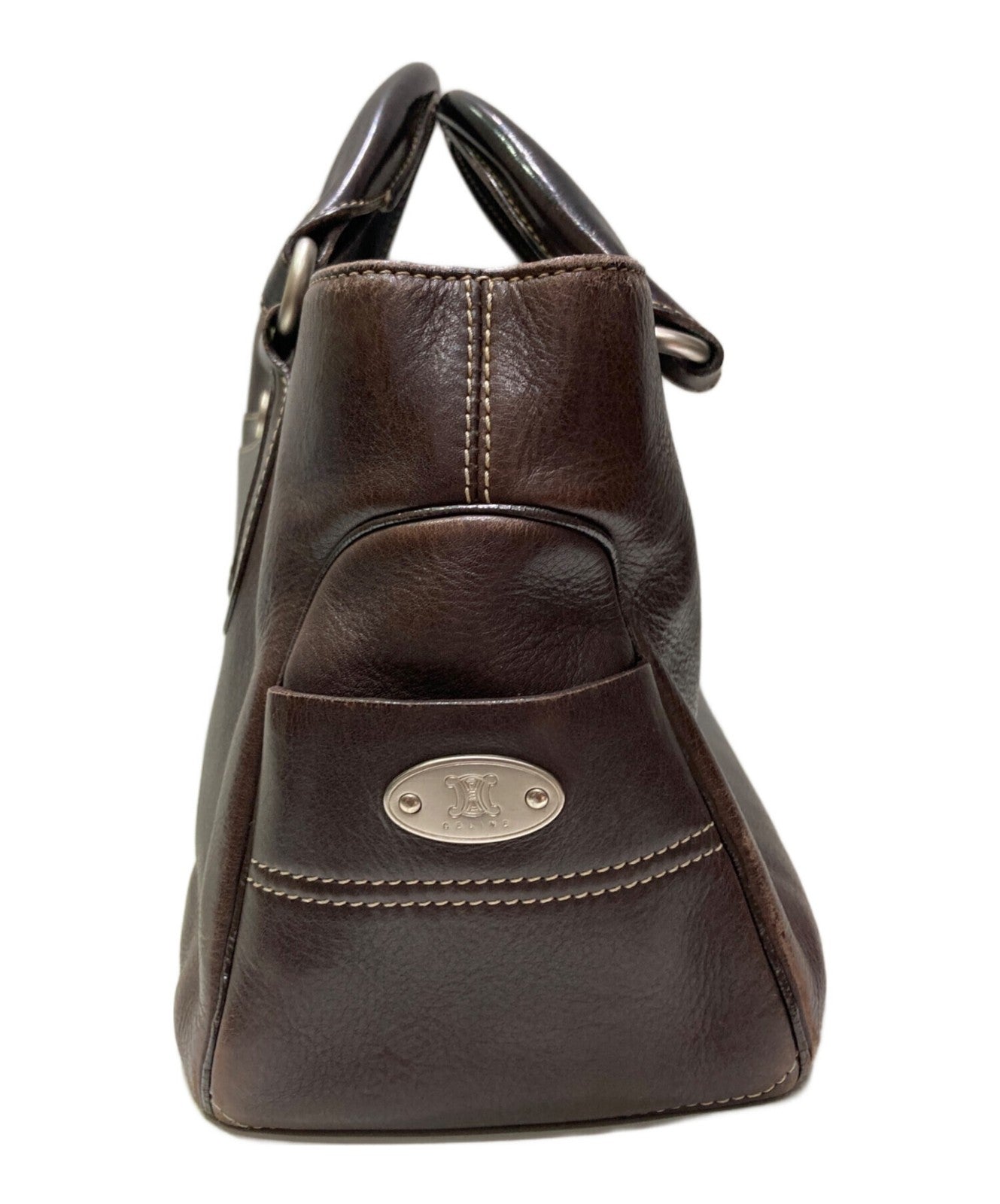 CELINE Hand Bag Tote Purse Brown Authentic