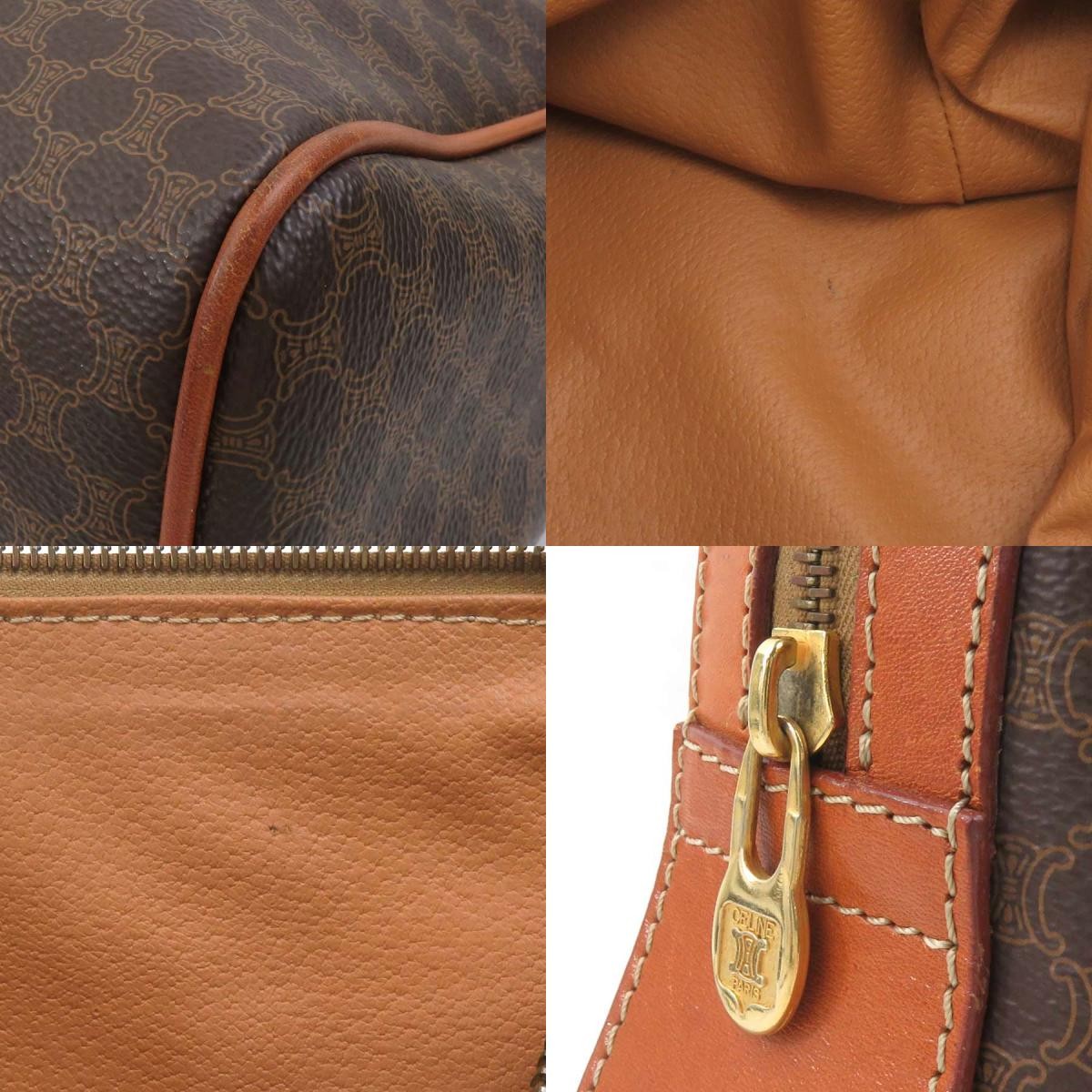 CELINE Hand Bag Tote Purse Macadam PVC Leather Brown Authentic