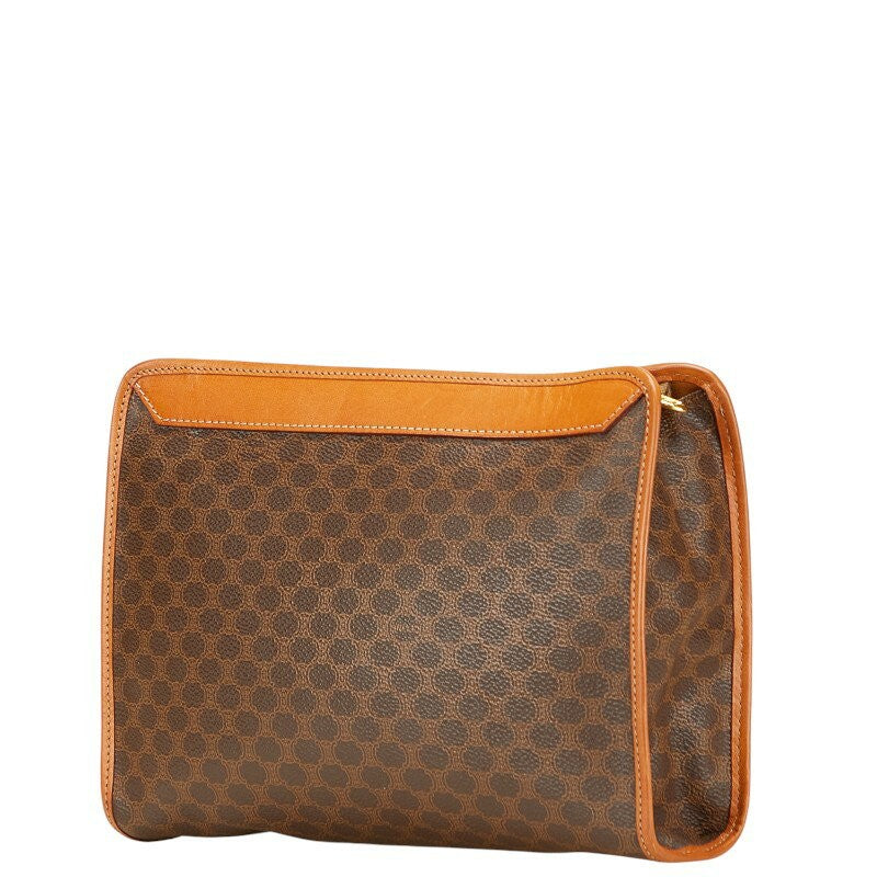 CELINE Clutch Bag Second Bag Macadam PVC Leather Brown Authentic