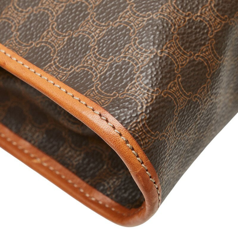 CELINE Clutch Bag Second Bag Macadam PVC Leather Brown Authentic