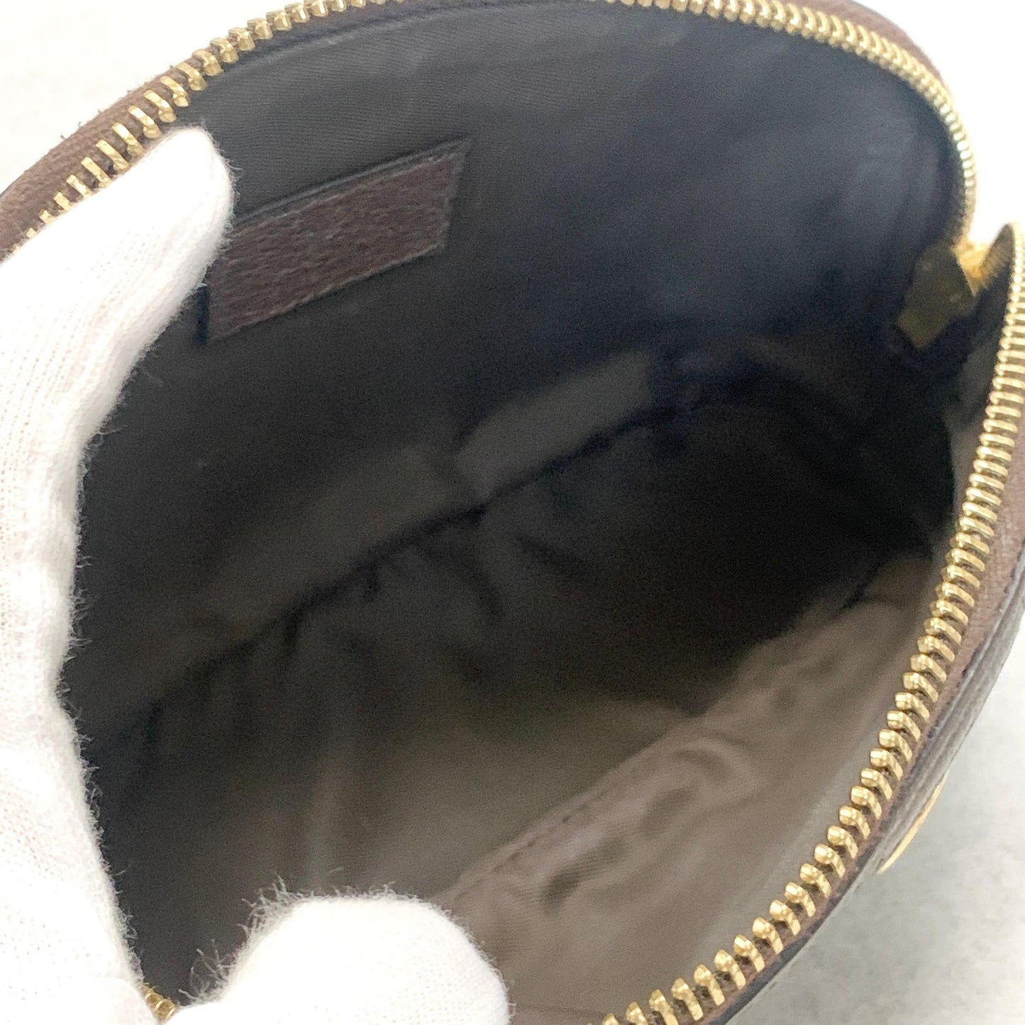 GUCCI Pouch Ophidia GG Marmont Supreme Purse Cosmetic Leather Brown Authentic