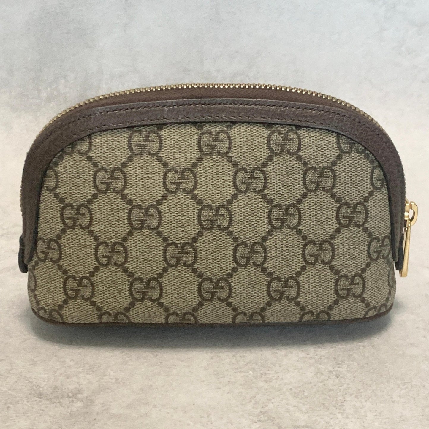 GUCCI Pouch Ophidia GG Marmont Supreme Purse Cosmetic Leather Brown Authentic