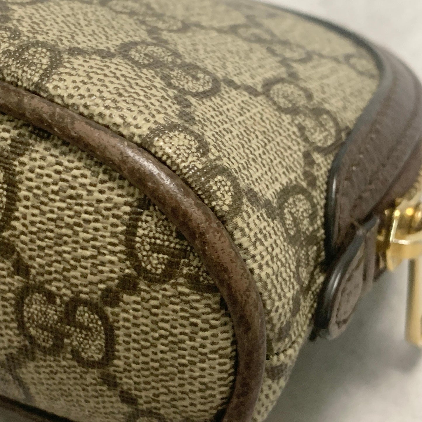GUCCI Pouch Ophidia GG Marmont Supreme Purse Cosmetic Leather Brown Authentic
