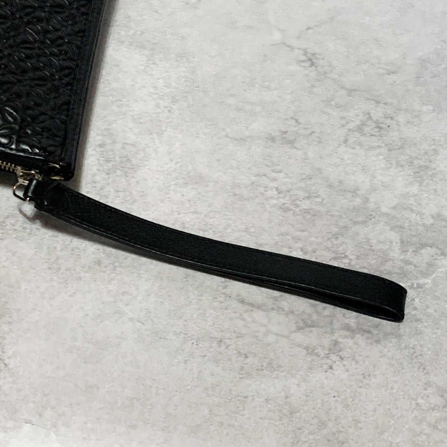 LOEWE Bag Anagram Clutch Purse Hand Leather Black Silver Used Authentic
