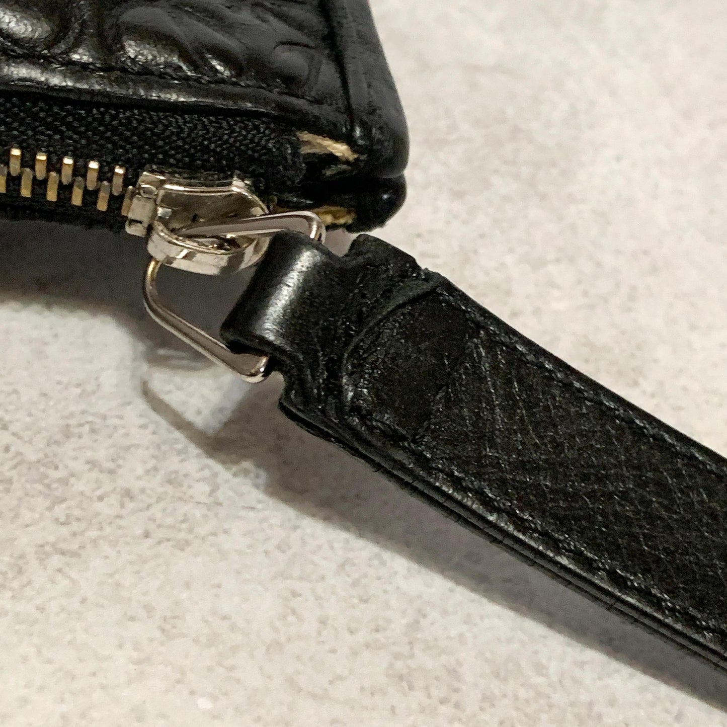 LOEWE Bag Anagram Clutch Purse Hand Leather Black Silver Used Authentic