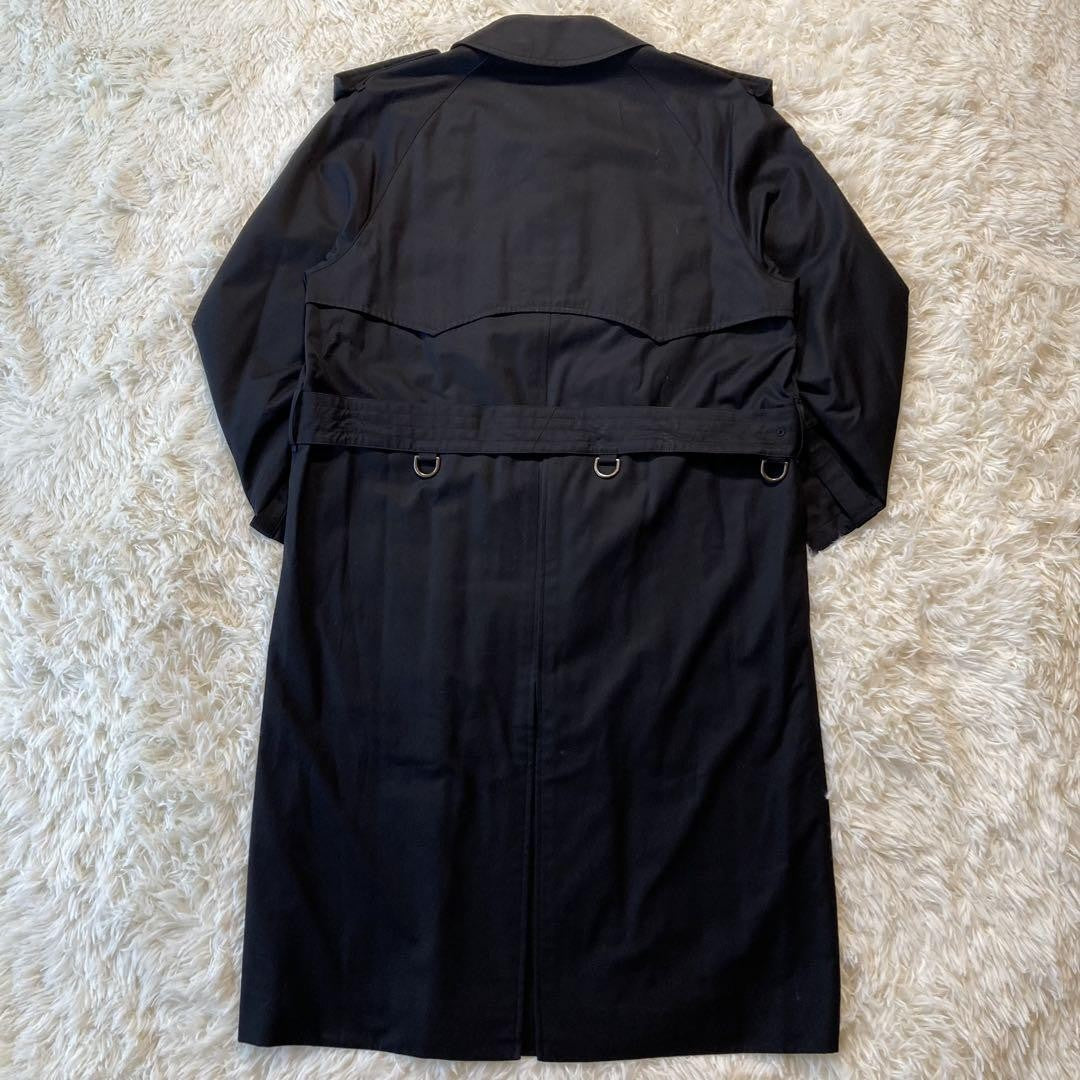 Aquascutum Trench Coat Club Check Asian fit S 36 US size XS Black Authentic