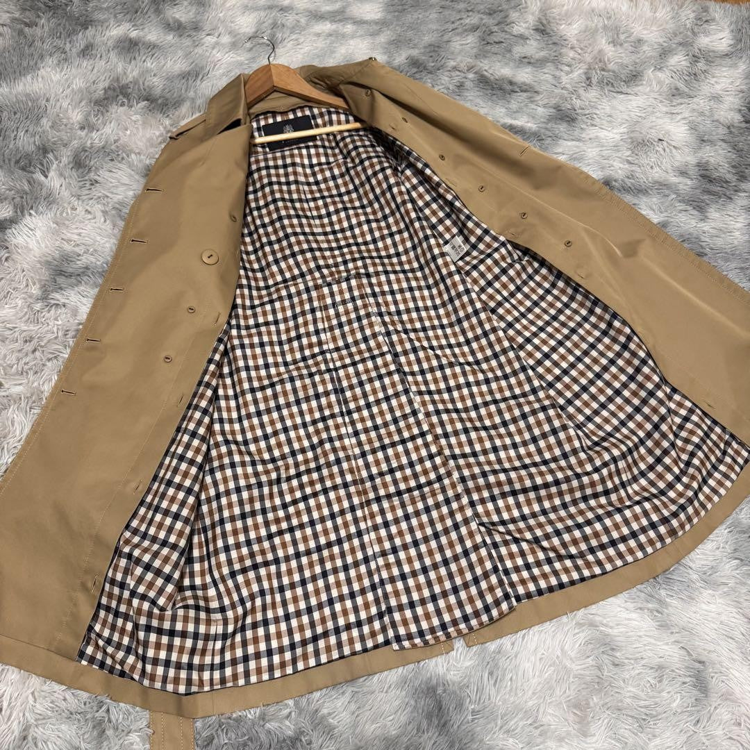 Aquascutum Trench Coat Club Check Asian fit S US size XS Beige Authentic