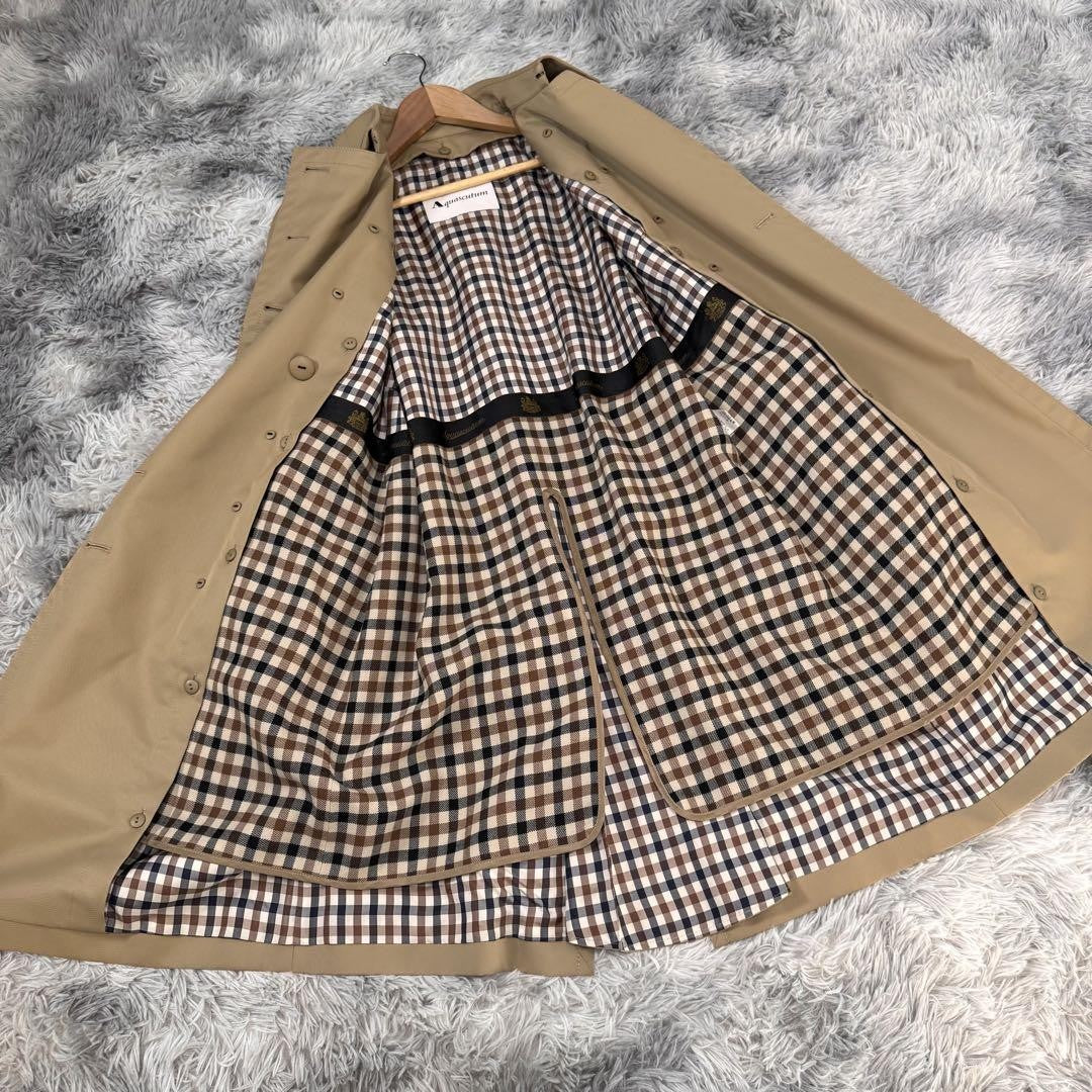 Aquascutum Trench Coat Club Check Asian fit S US size XS Beige Authentic