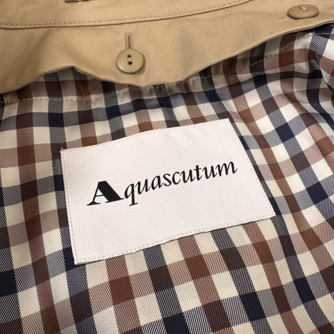 Aquascutum Trench Coat Club Check Asian fit S US size XS Beige Authentic