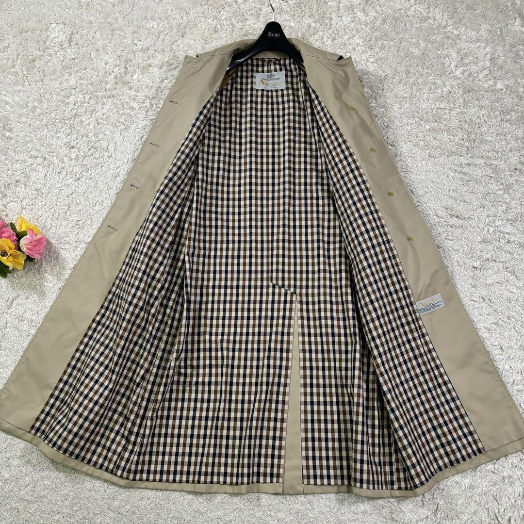 Aquascutum Trench Coat Club Check Asian fit L US size M Beige Authentic