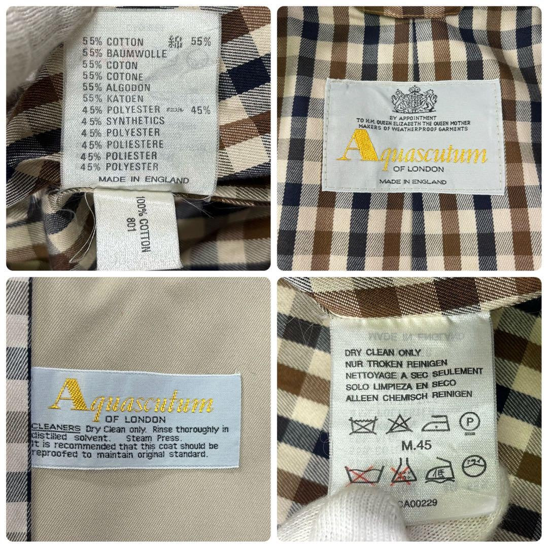 Aquascutum Trench Coat Club Check Asian fit L US size M Beige Authentic