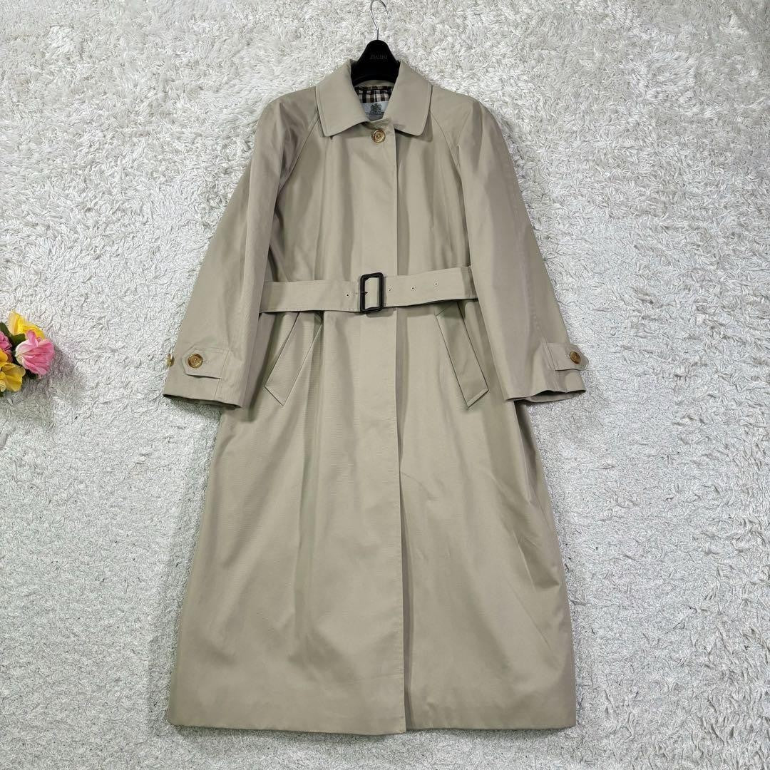 Aquascutum Trench Coat Club Check Asian fit L US size M Beige Authentic