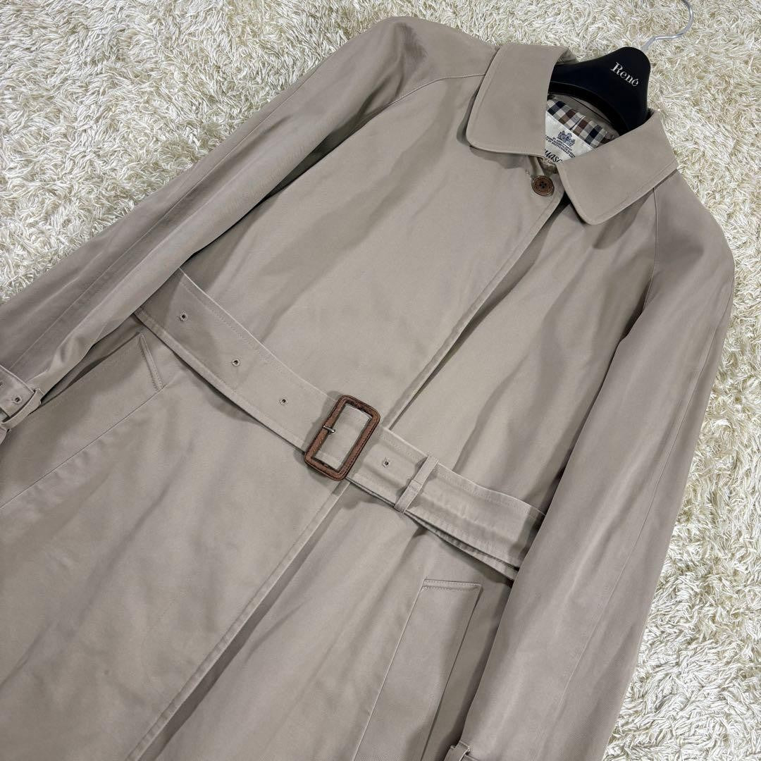Aquascutum Trench Coat Club Check Asian fit M US size S Beige Authentic