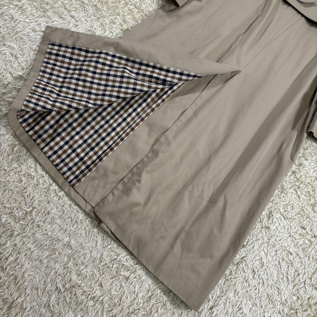 Aquascutum Trench Coat Club Check Asian fit M US size S Beige Authentic