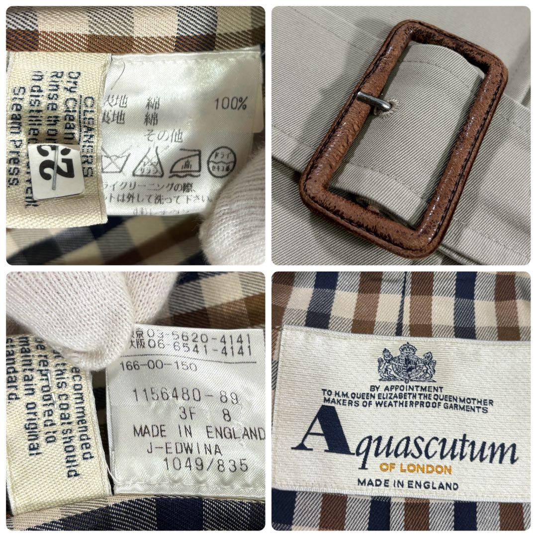 Aquascutum Trench Coat Club Check Asian fit M US size S Beige Authentic