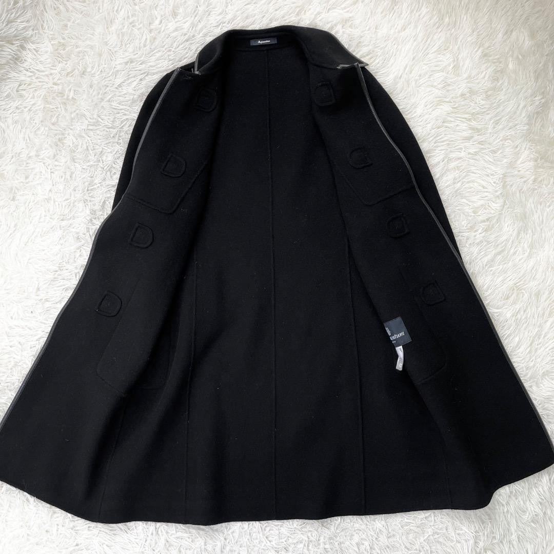 Aquascutum Long Coat Asian fit M US size S Black Authentic