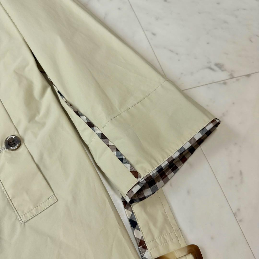 Aquascutum Trench Coat Club Check Asian fit M US size S Beige Authentic