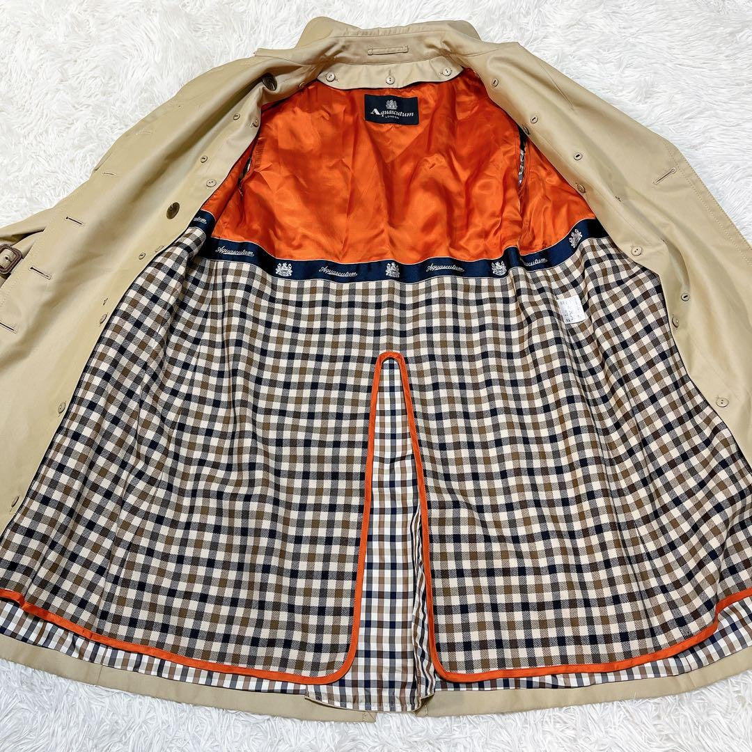 Aquascutum Trench Coat Club Check Asian fit M US size S Beige Authentic