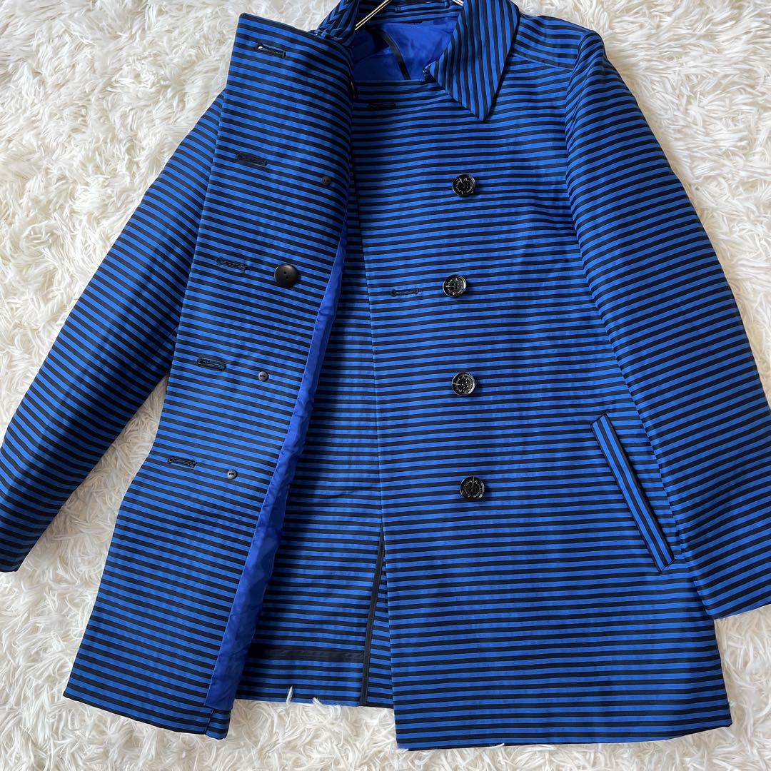 Aquascutum Short Trench Coat Asian fit M US size S Blue Black Authentic