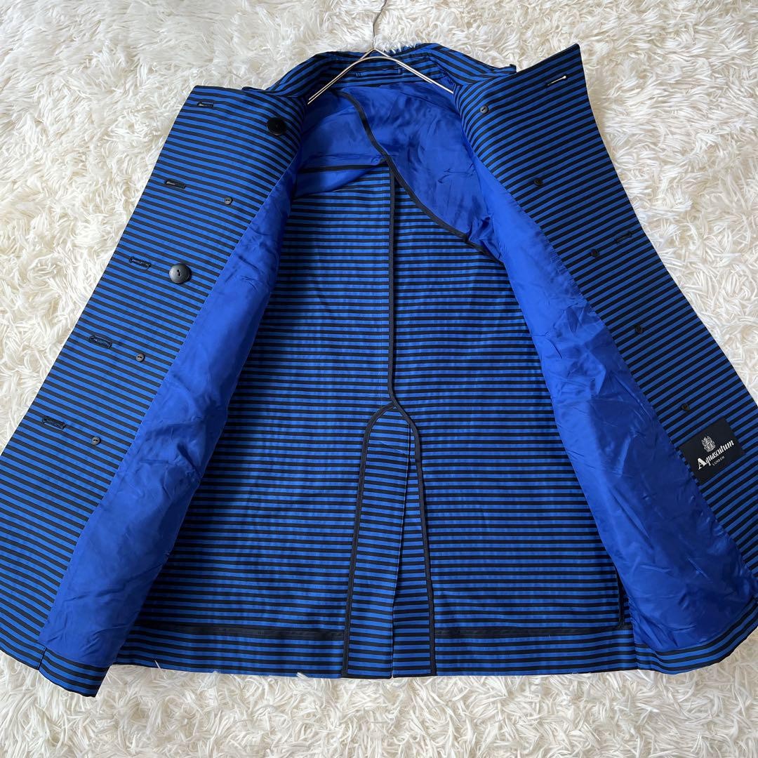 Aquascutum Short Trench Coat Asian fit M US size S Blue Black Authentic