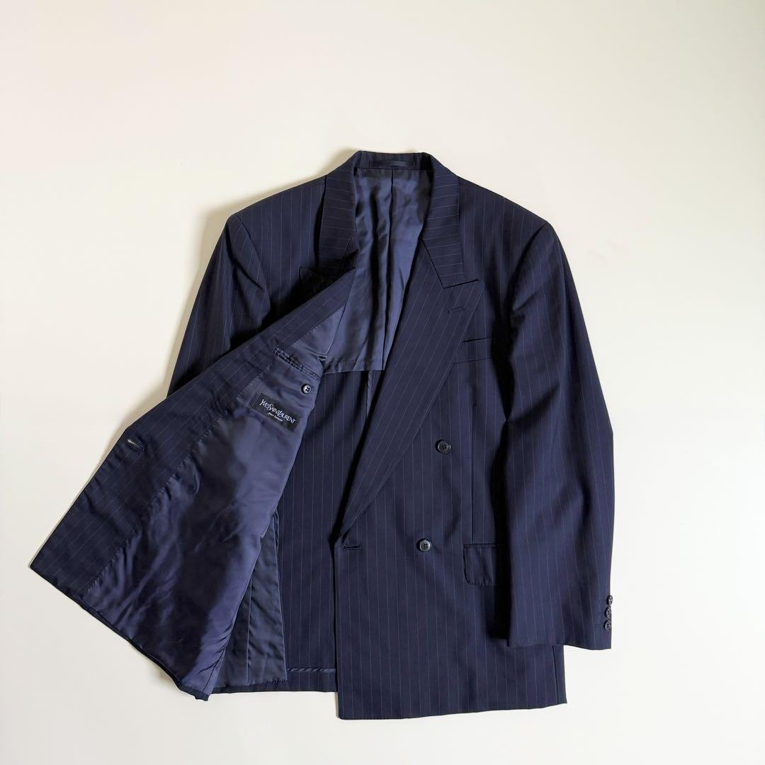 Saint Laurent Striped Tailored Jacket Asian fit L US size M Navy Authentic