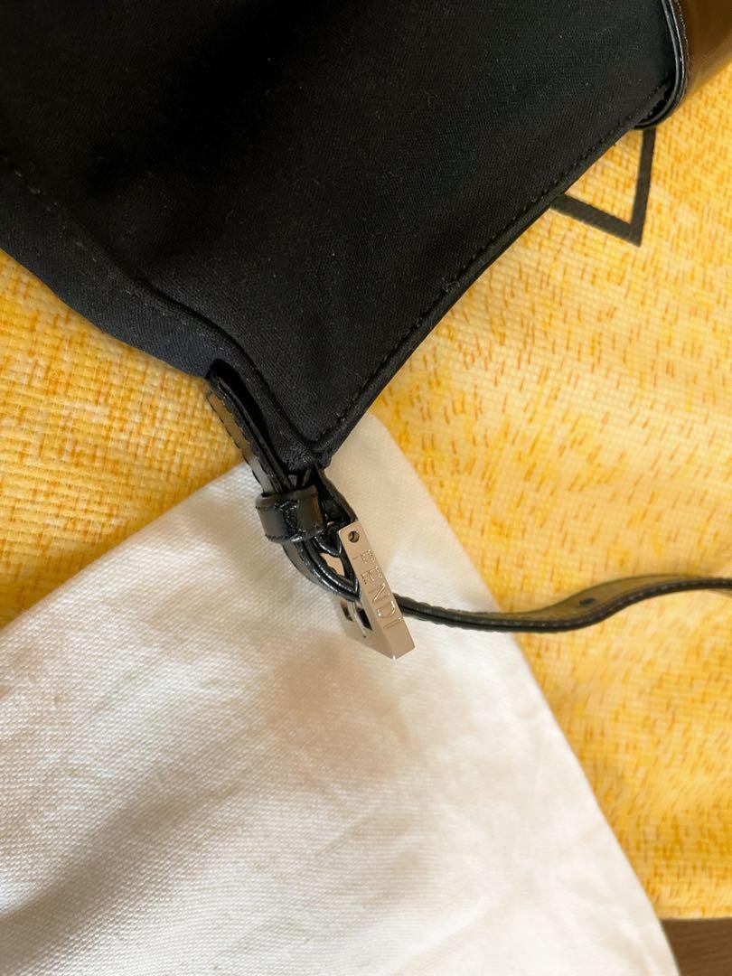 FENDI Shoulder Bag Purse FF Baguette Cotton Jersey Authentic