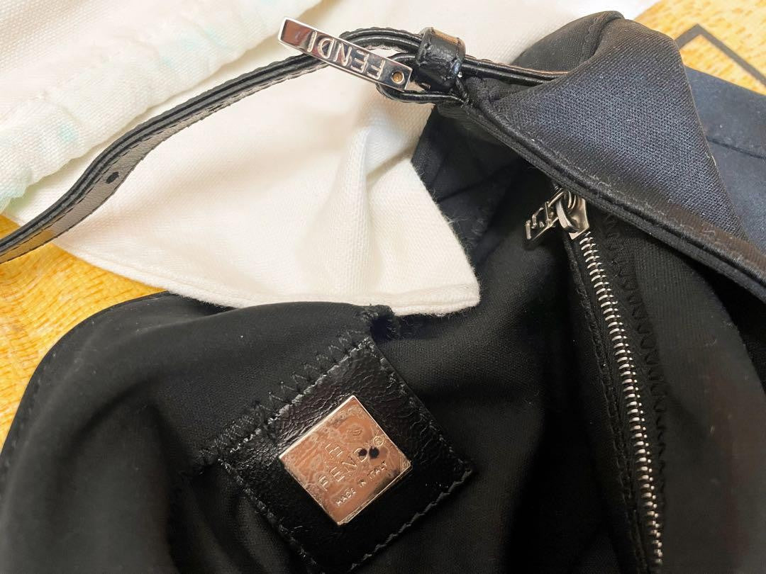 FENDI Shoulder Bag Purse FF Baguette Cotton Jersey Authentic