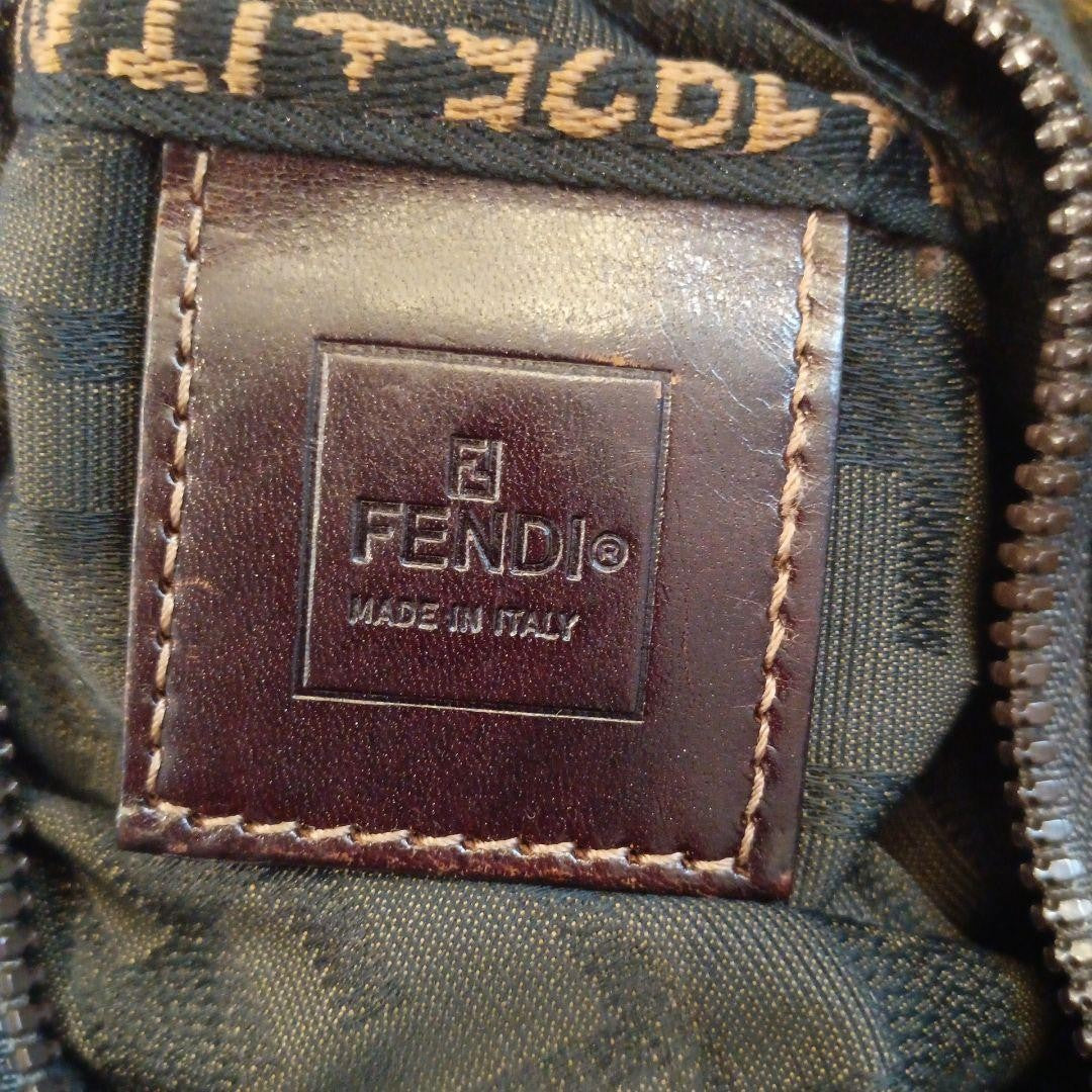 FENDI Hand Bag Tote Purse FF Zucca Nylon Brown Authentic