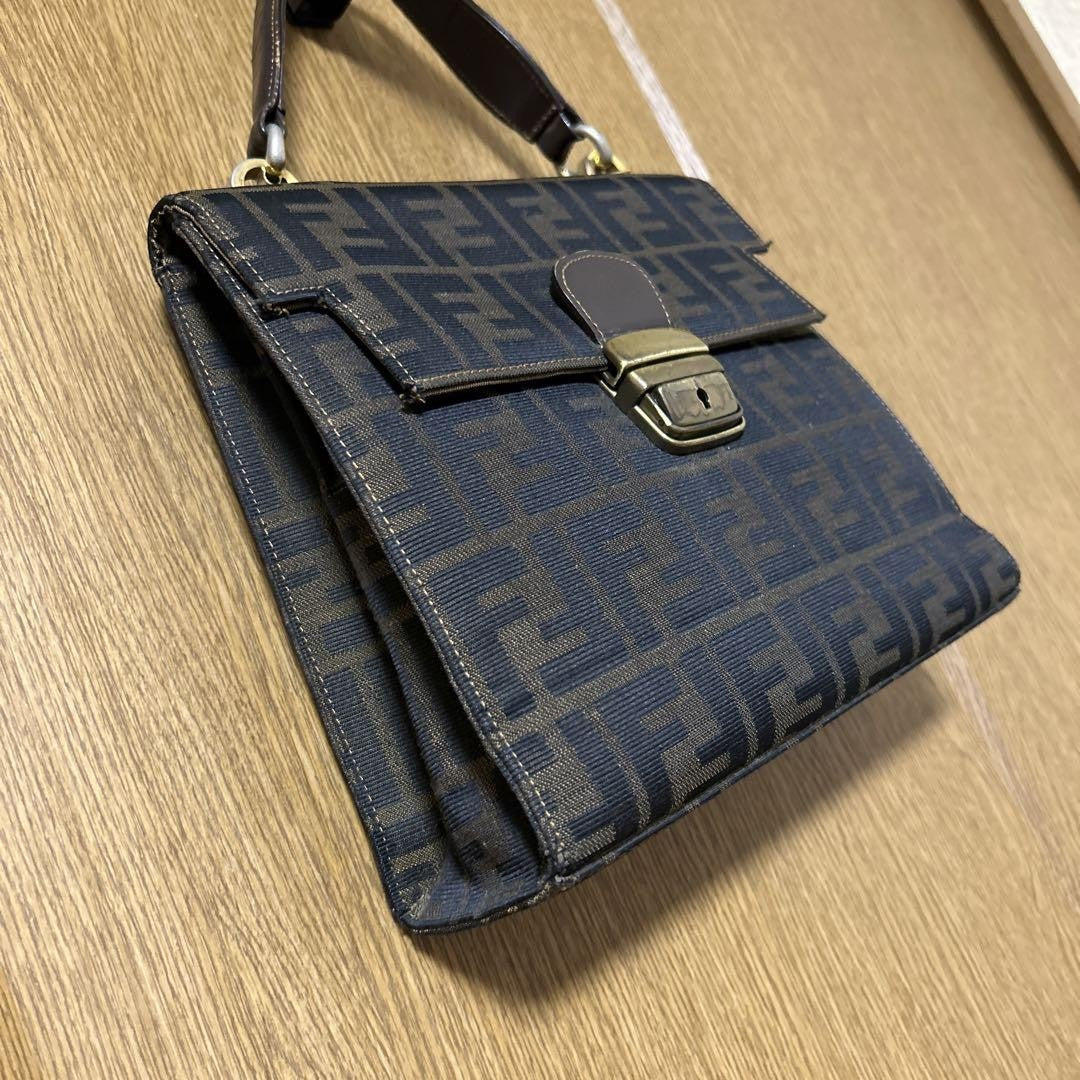 FENDI Hand Bag Tote Purse FF Zucca Authentic