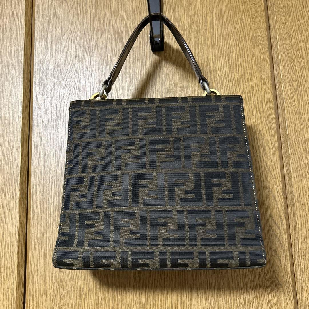 FENDI Hand Bag Tote Purse FF Zucca Authentic