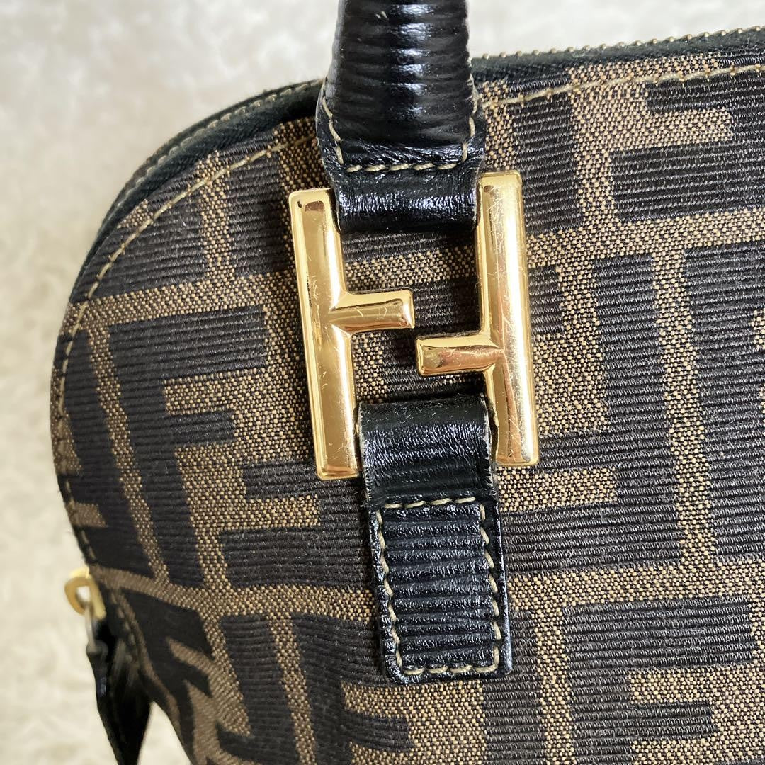 FENDI Hand Bag Tote Purse FF Zucca Canvas Authentic