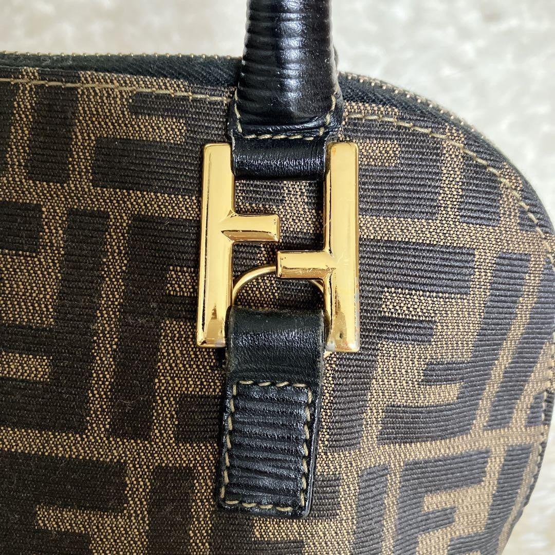 FENDI Hand Bag Tote Purse FF Zucca Canvas Authentic