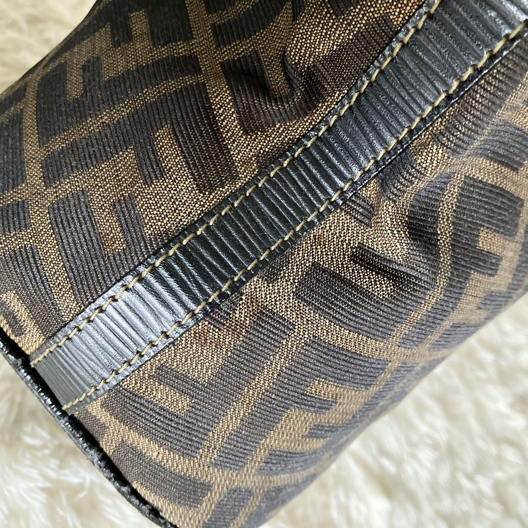 FENDI Hand Bag Tote Purse FF Zucca Canvas Authentic