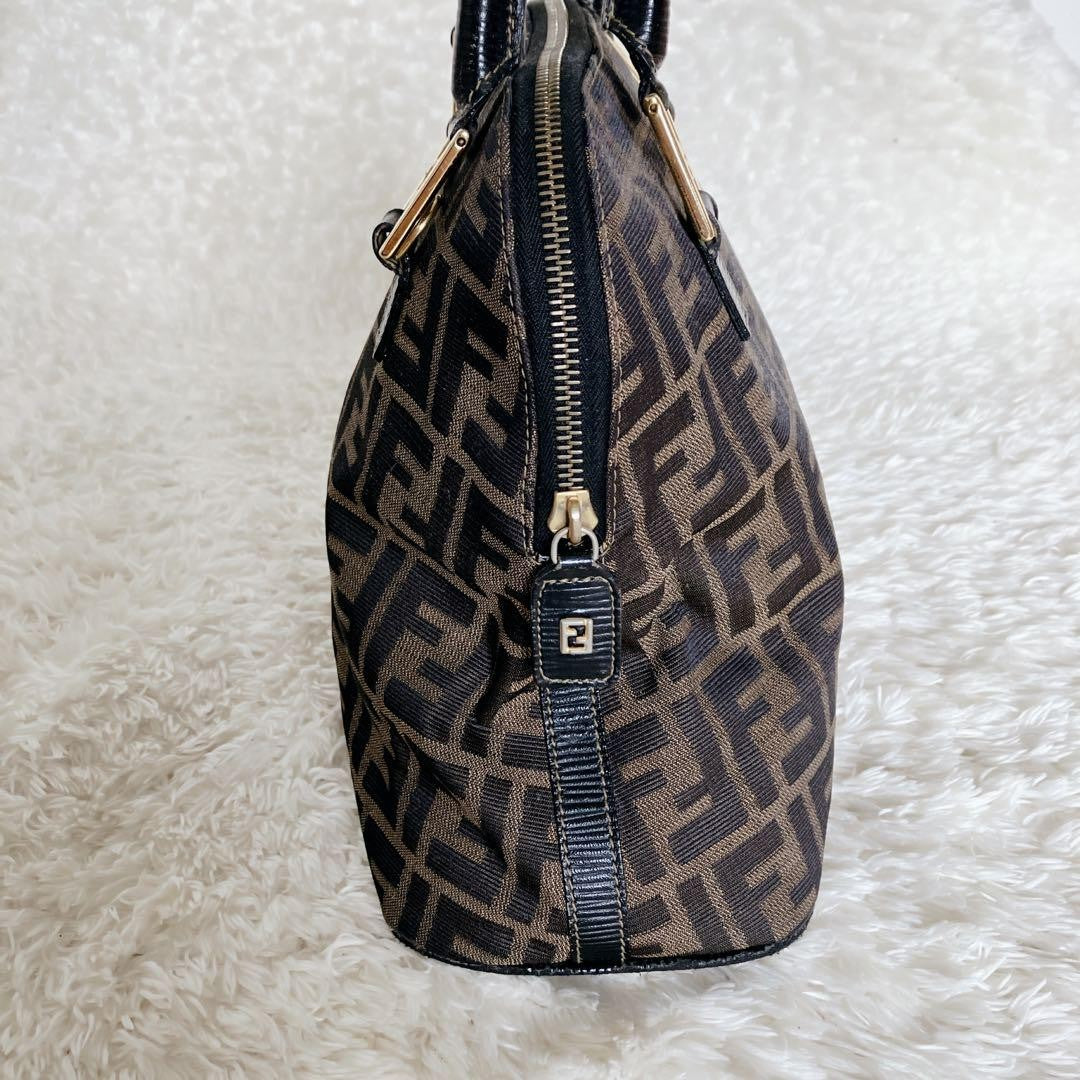 FENDI Hand Bag Tote Purse FF Zucca Canvas Authentic