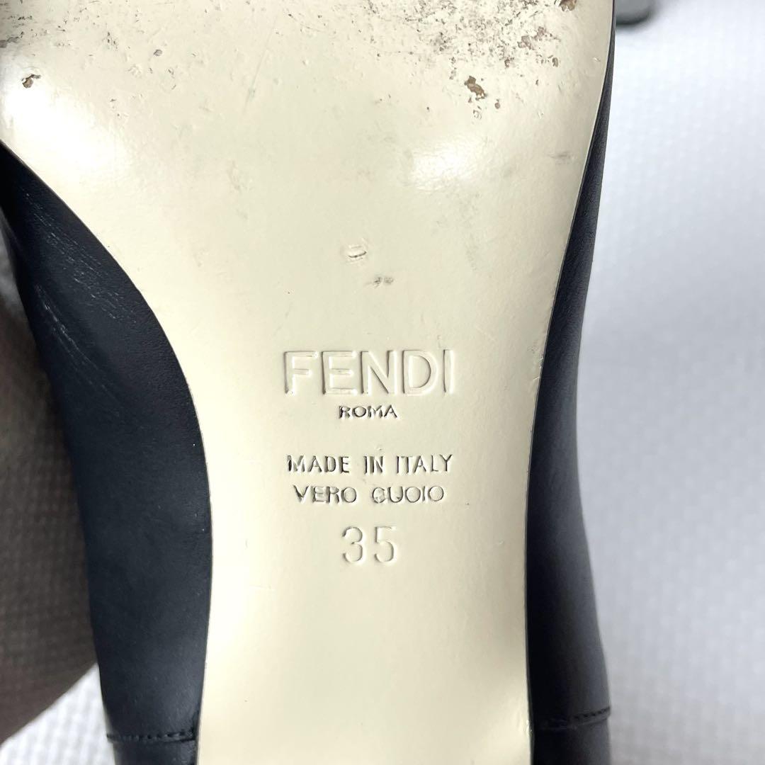 FENDI Short Boots Shoes EU 35 US 5 Leather Black Authentic