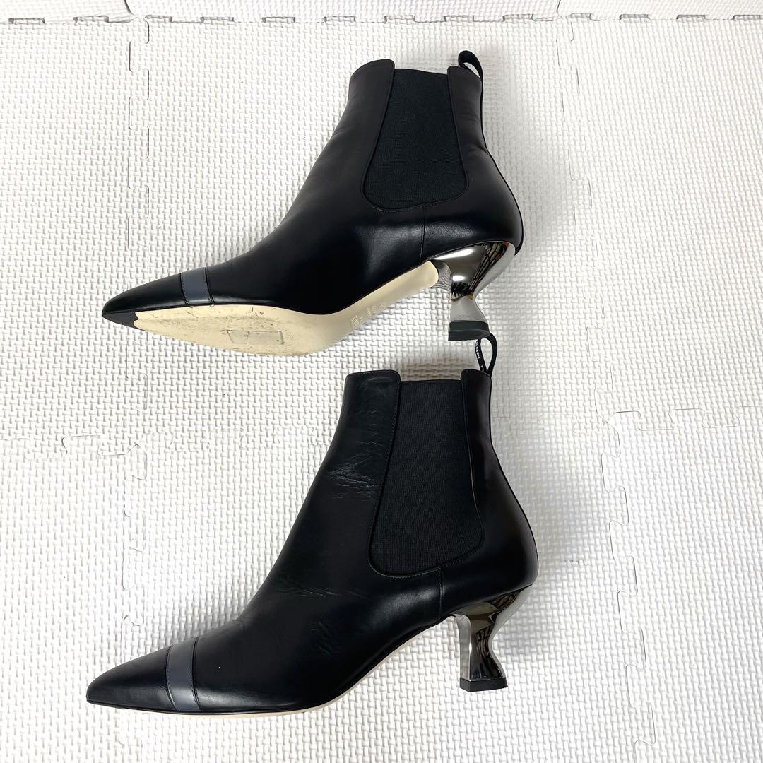 FENDI Short Boots Shoes EU 35 US 5 Leather Black Authentic