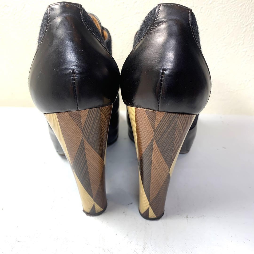 FENDI Short Boots Shoes EU 39 US 9 Leather Brown Authentic