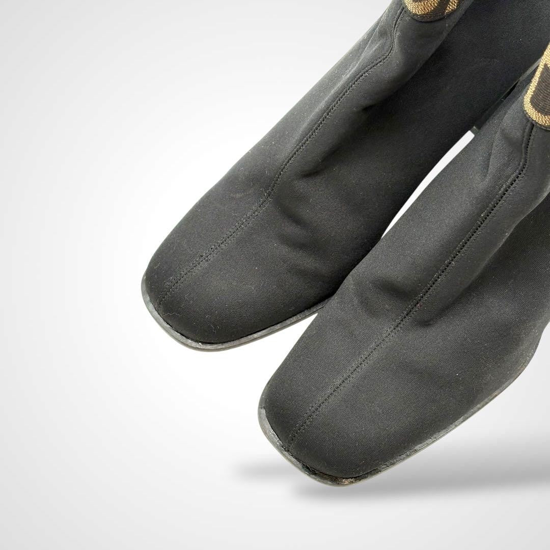 FENDI Short Boots Shoes Logo EU 37 US 7 Suede Black Authentic