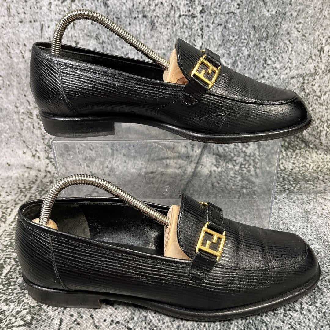 FENDI Loafers Shoes FF EU 37.5 US 7.5 Black Authentic