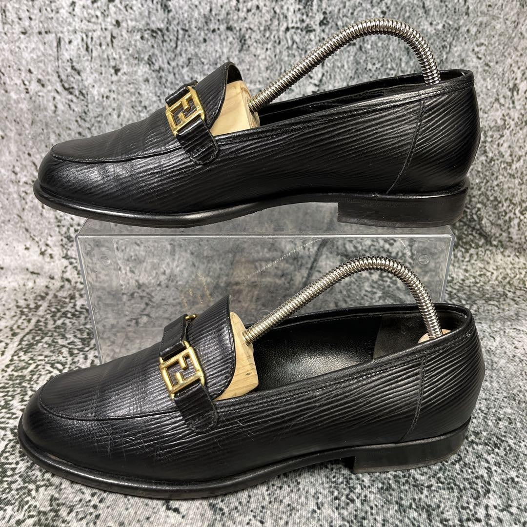 FENDI Loafers Shoes FF EU 37.5 US 7.5 Black Authentic