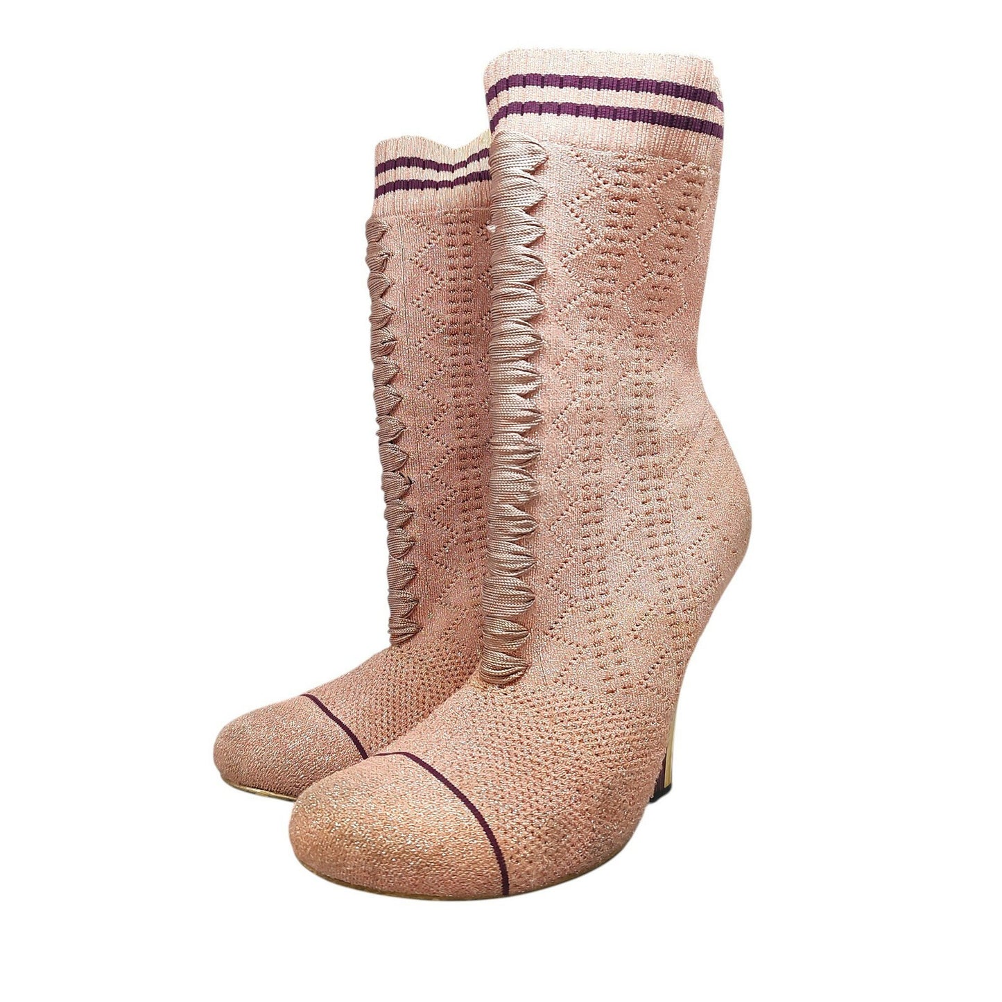 FENDI Short Boots Shoes EU 37 US 7 Pink Authentic