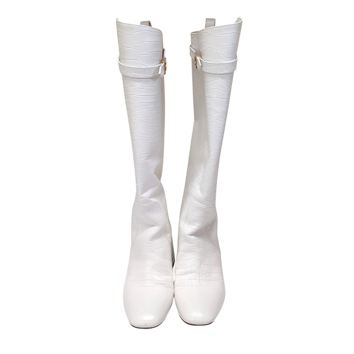 FENDI Long Boots Shoes EU 37 US 7 Leather White Authentic